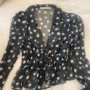 Abercrombie Sheer Polka Dot Tie Top